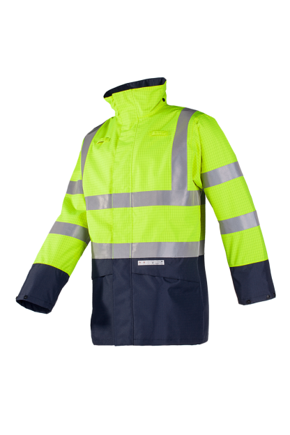 Werkjas, Parka . antistatisch, brandvertragend, reflecterend geel. 7219