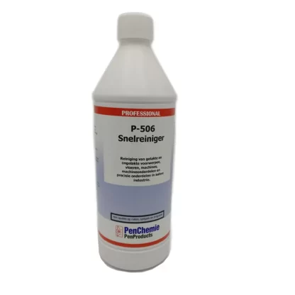 Snel reiniger P-506, penchemie, Rode kleur vloeistof. witte fles. 1 ltr.